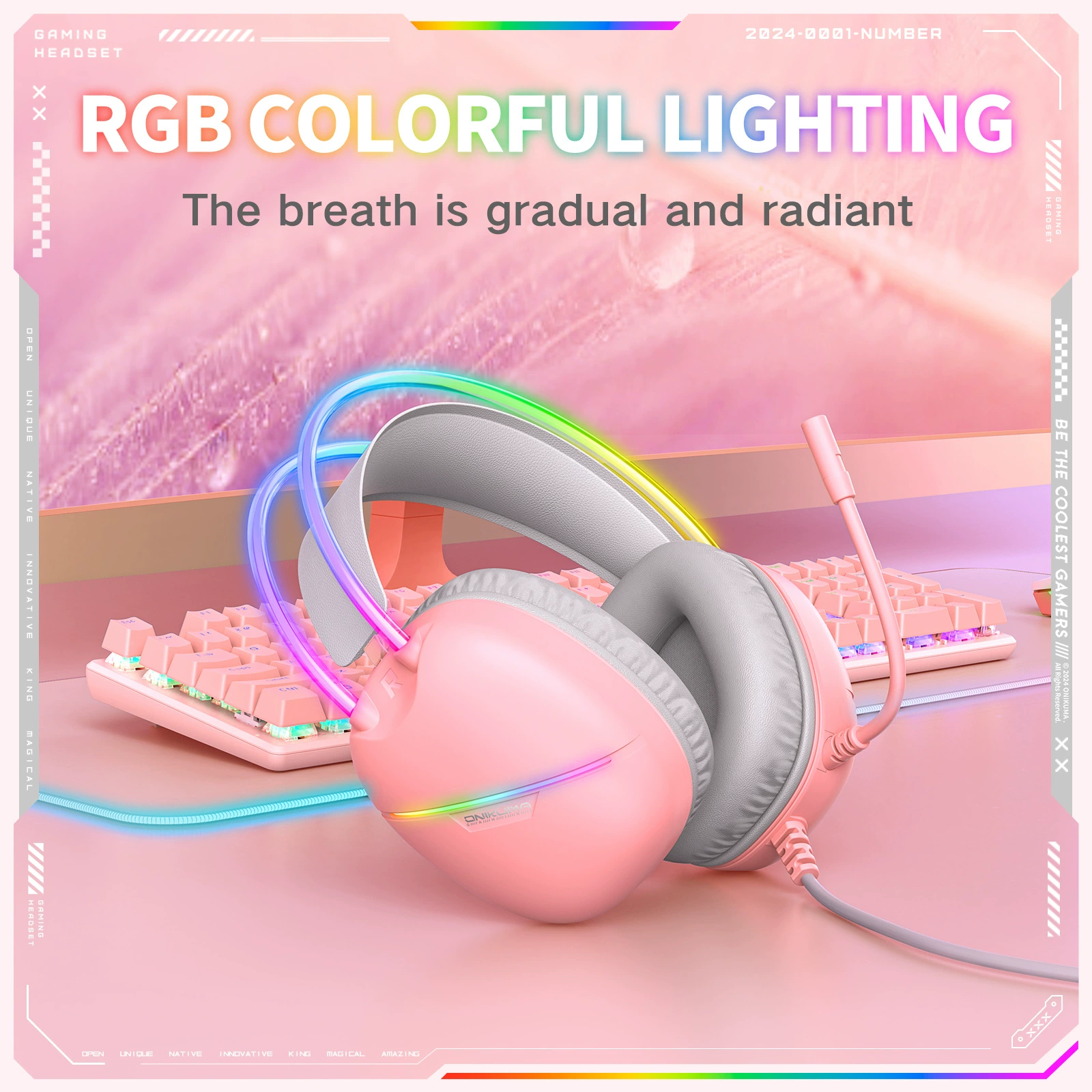 Хедсет для игр ONIKUMA X33 Wear-Style, проводной USB-C, наушники для мобильного гейминга с RGB LED