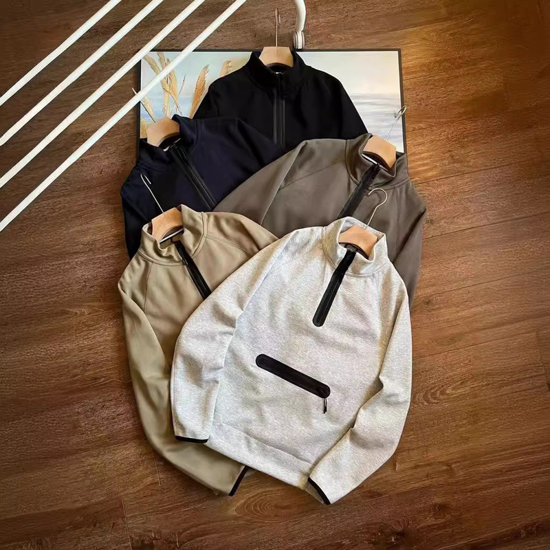 Men's Half-Zip Sports Casual Stand-Up Collar Pullover Sweatshirt 998 Gray Black Khaki Navy Green Order Cotton