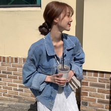 现货。韩国ins秋装新款口袋装饰牛仔夹克外套女装2025年