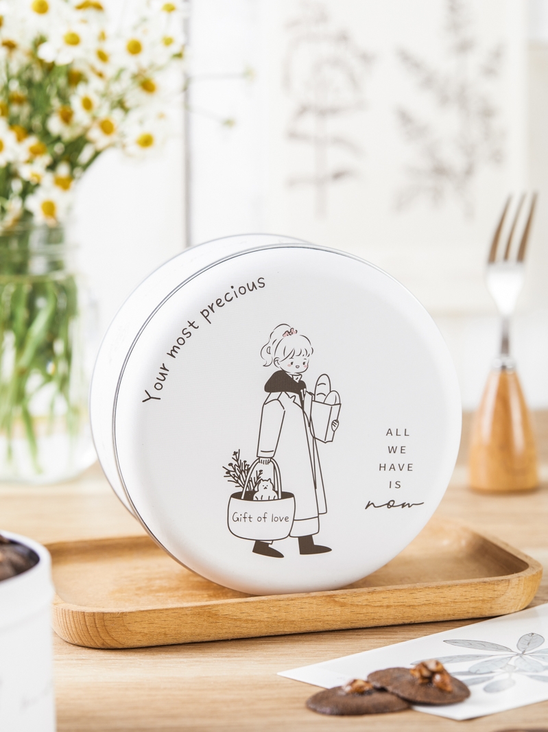 Galletas de Navidad, caja de hierro, caja de embalaje, dulces, bocadillos de cacao, bocadillos, latas redondas vacías.