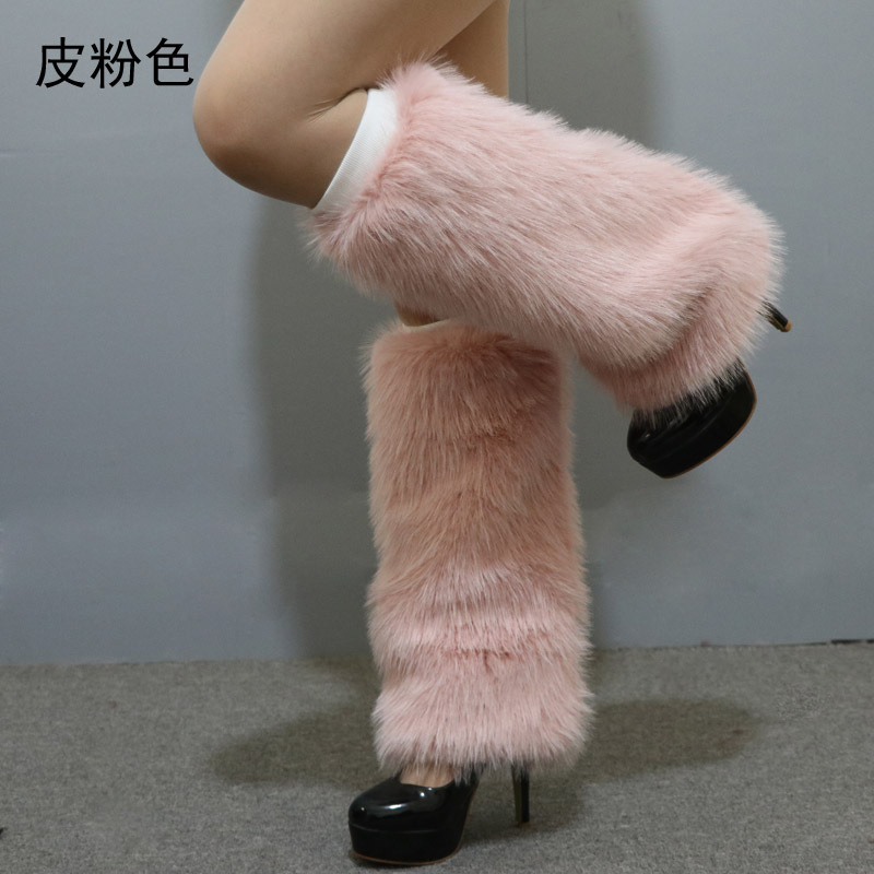 Faux fox fur plush socks sleeve women's long short leg guard stage performance warm fur colorful boots cover autumn and winter Faux fox fur plush socks sleeve women's long short leg guard stage performance warm fur colorful boots cover autumn and winter