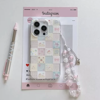 彩色方格猫适用苹果16PROMAX手机壳iPhone15Plus软壳14小清新13趣
