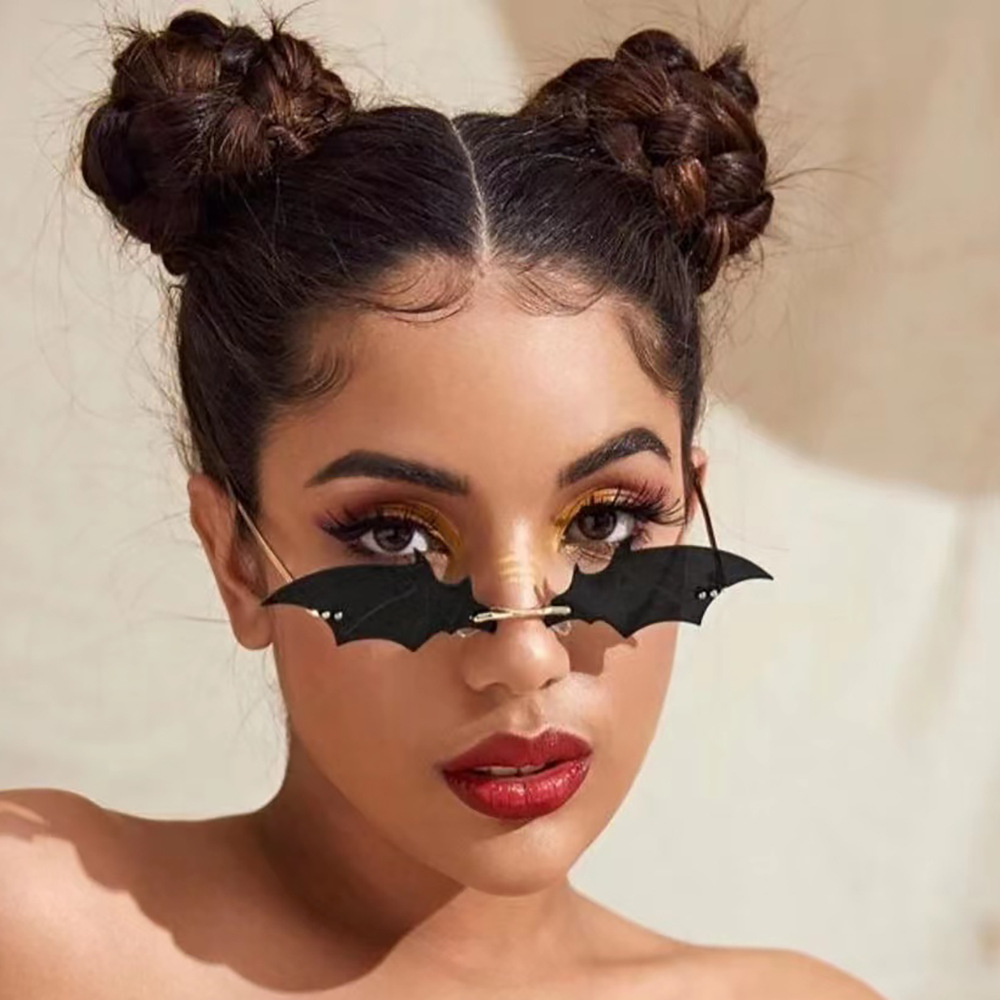 Nouvelles lunettes de soleil chauve-souris sans cadre européennes et américaines, lunettes de soleil photo de fête amusantes et colorées, lunettes de soleil tendance transfrontalières_voghion.com