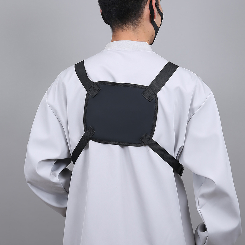 トレンドpu皮膜戦術バッグ大容量多ポケット機能ベストバッグカジュアル個性工装風男性胸バッグ|undefined