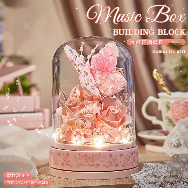 2025新款永生花积木玫瑰樱花树拼装玩具手工diy盆栽摆件女生礼物|undefined