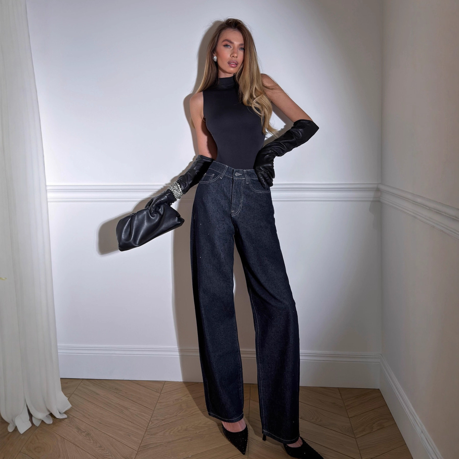 2026 Spring New Niche Design Rhinestone Pants European And American Style Loose Straight Casual Versatile High-Waisted_ecoleips.com