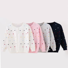 跨境童装春秋新款儿童圆点外套日韩系女童宝宝大波点外贸上衣开衫