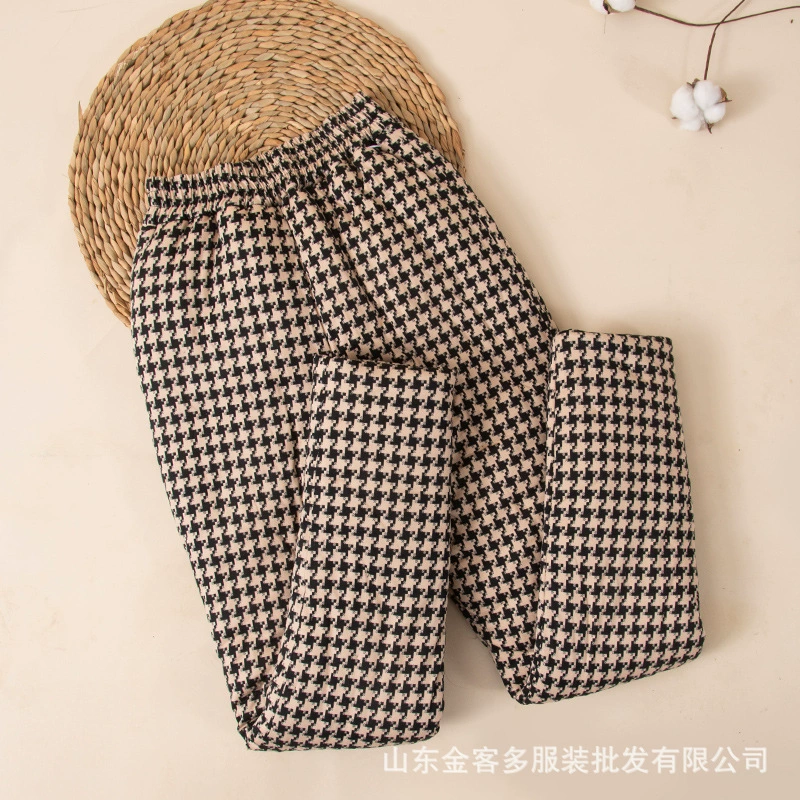 Новые средние и старые осенние и зимние теплые с высокой талией ручной работы хлопчатобумажные брюки для дома леггинсы