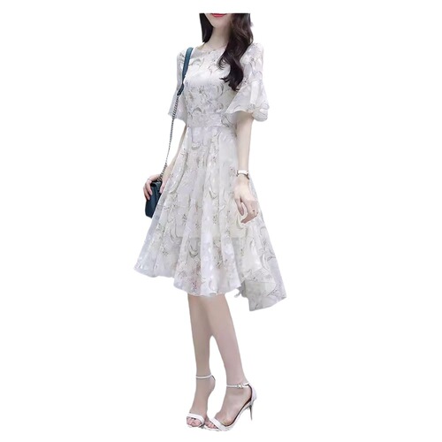 Skirt, women's summer, small man, 2026 new style, slim slimming, super fairy temperament, ice silk, floral, belly-covering dress