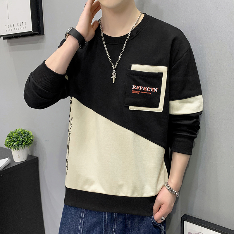 Autumn fashionable base body-friendly two-tone sweatshirt
