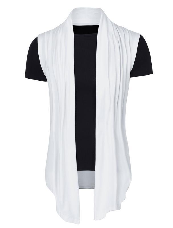 2025 New Cross-Border Dropshipping Men's Ruffled Shawl Collar Cardigan Sleeveless Lightweight