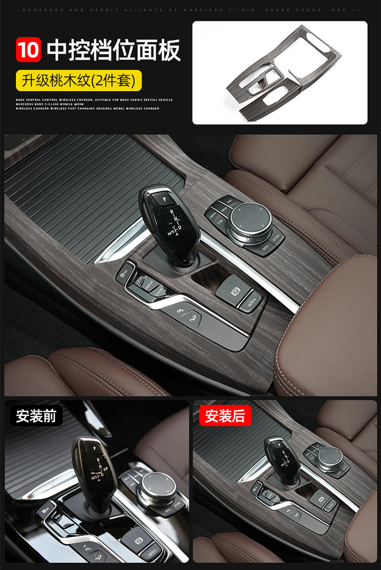 Suitable for BMW new X3/x4 car interior accessories iX3 peach wood grain modified central control gear panel decoration accessories