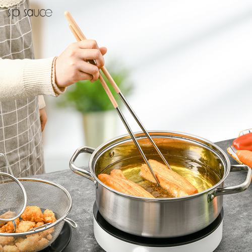 304 stainless steel beech wood extended hot pot fried chopsticks household noodles kitchen fried dough sticks chopsticks