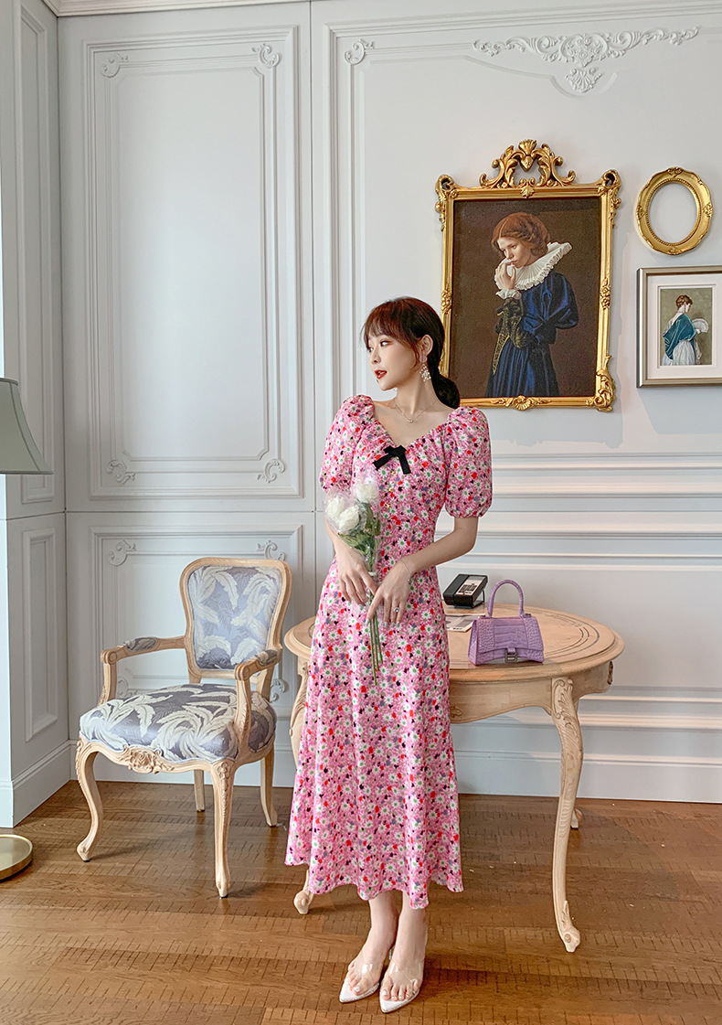 D0064 840K VÁY ĐẦM LIỀN THÂN NỮ CHOTDNG MÙA HÈ PHỤC CỔ CỔ ĐIỂN HỌA TIẾT HOA THỜI TRANG NỮ G03 SẢN PHẨM MỚI