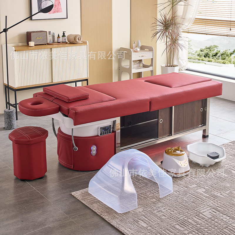 Cama de lavado de cabello de masaje eléctrica multifuncional con calentador de agua de fumigación para terapia de pies para barbería de circulación de agua para salón de cuidado de cabello