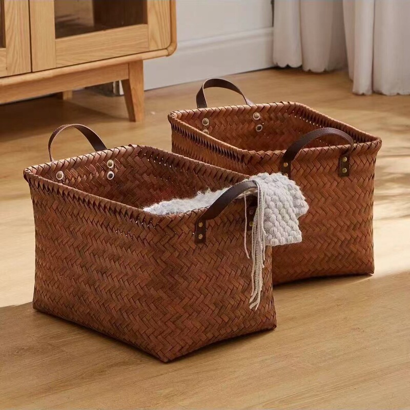 Wholesale Dropshipping American High-End Imitation Rattan Hand-Woven Storage Basket Dachshund Retro Storage Basket Picnic Basket