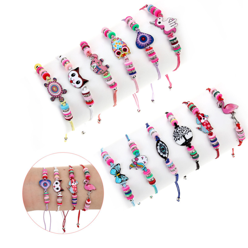 Amazon's New Oil Dripping Butterfly Cat Bracelet Soft Pottery Beads Unicorn Flamingo Love Bracelet Wholesale