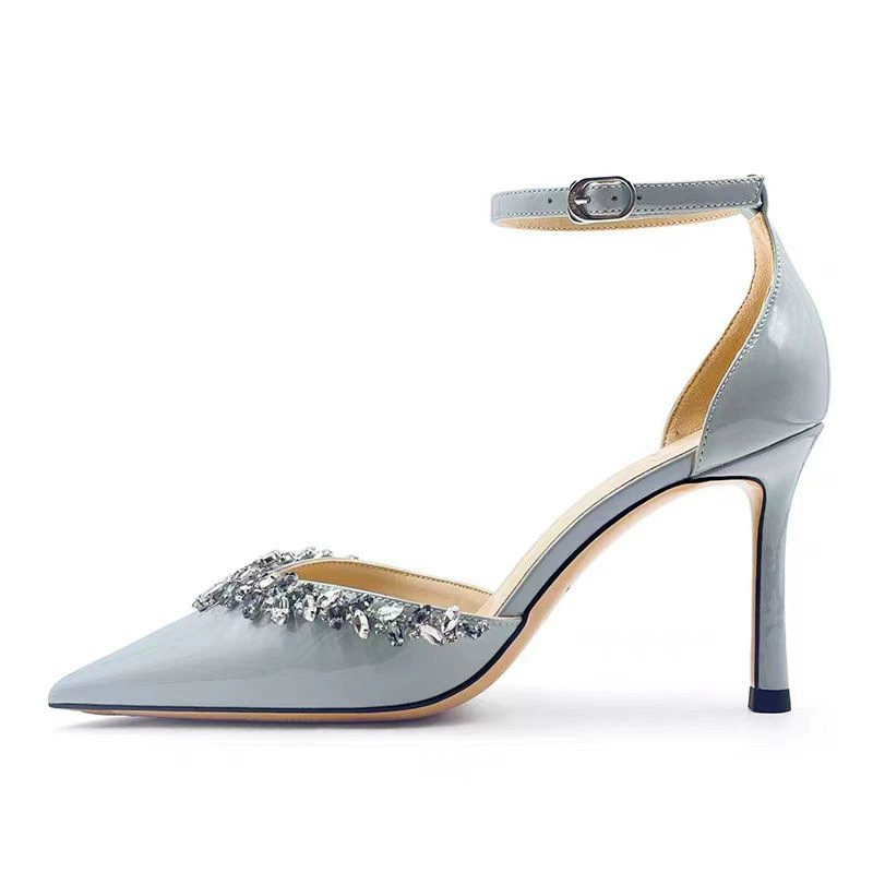 Сезонная стильная обувь изPatent leather с ярким бриллиантом, заострённый носок, туфли-санды-босоножки на высоком каблуке, шпиле и элегантные туфли на каблуке