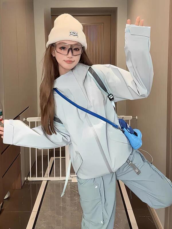2025春秋户外冲锋衣小个子女生防风防水登山服男连帽情侣夹克外套|undefined