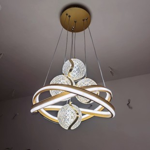 Cross-border New Aluminum Restaurant Chandelier Dining Room Lamps Light Luxury Simple Dining Hanger Away Lamp LED Crystal Dining Room Lamp