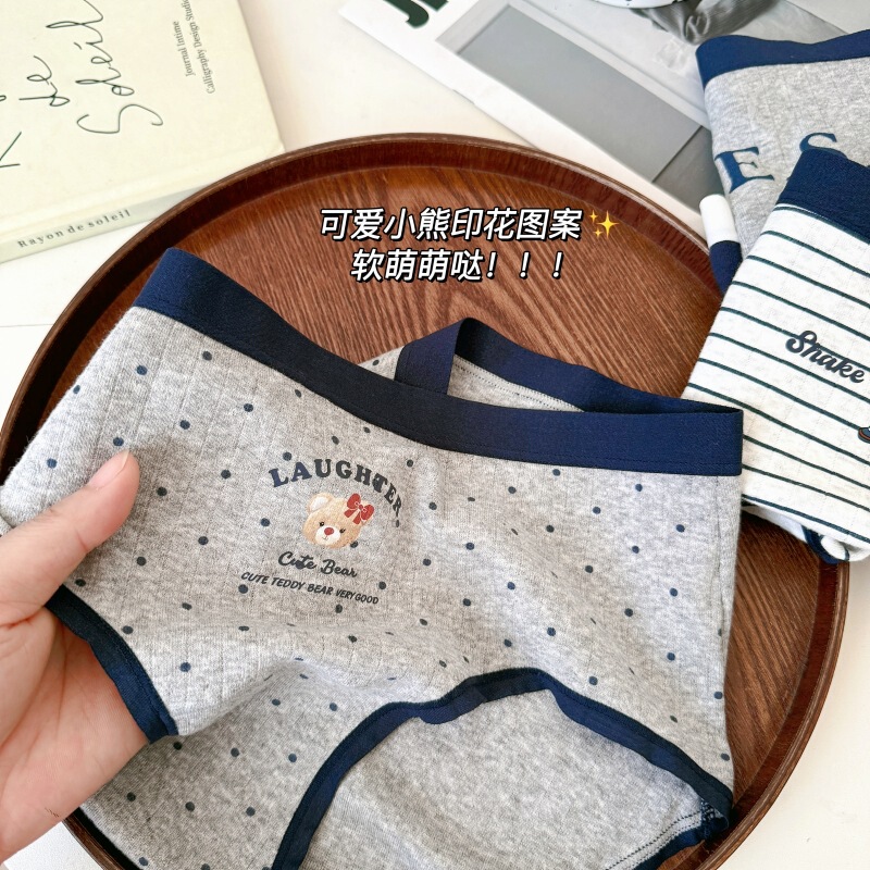 大码少女可爱软萌小熊纯棉内裤女士透气底裆中腰包臀三角裤学生女|undefined