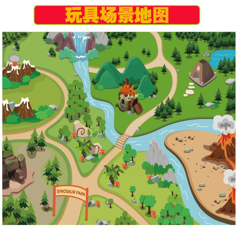 Cross-Border Amazon Children's Play Car Scene Map Dinosaur City Transportation Engineering Parking Lot Non-Woven Play Mat