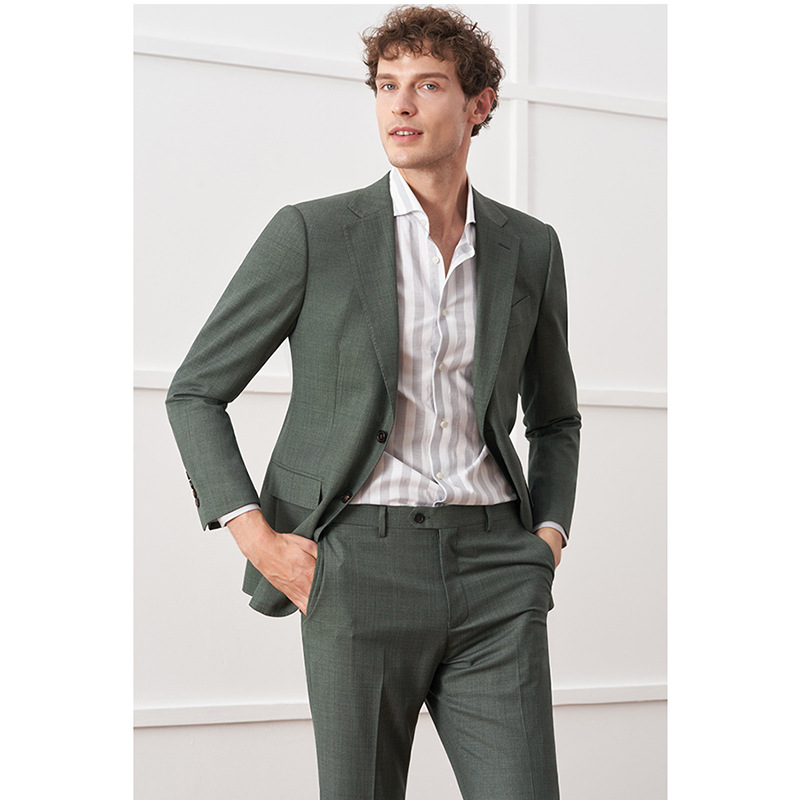 Style Suits For Men Italian Casual Korean Style Slim Wedding Dress Groom Suit Men Gray Green