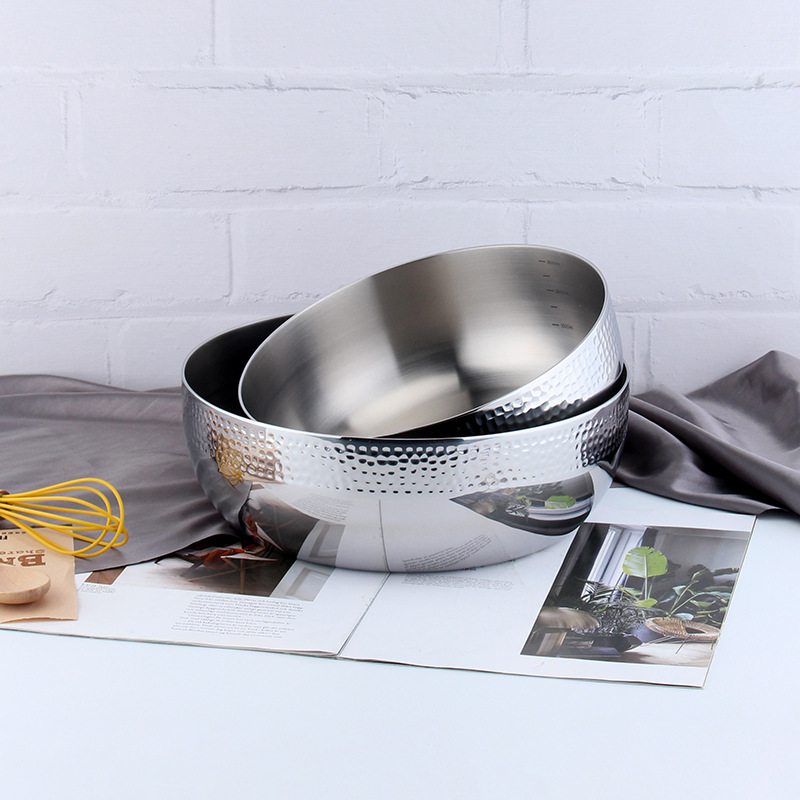 COOKONE 18 / 10 acero inoxidable engrosado martillo y cuenca de preparación de verduras cuenca de sopa cuenca de olla caliente cuenca multifuncional