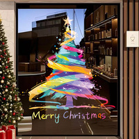 2026圣诞树装饰门窗贴玻璃贴纸静电贴商场橱窗节日布置窗花贴门贴