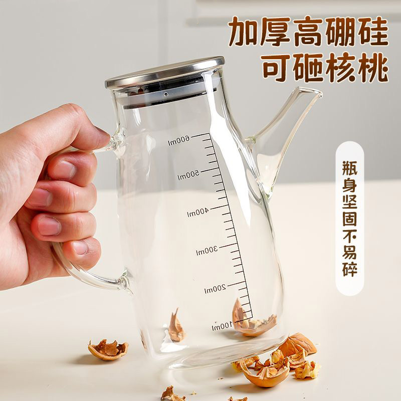 高ホウケイ酸ガラスオイルポットキッチン家庭用ノンオイルオイルボトル醤油酢調味料ボトルステンレス鋼大型オイルタンクオイルポット|undefined