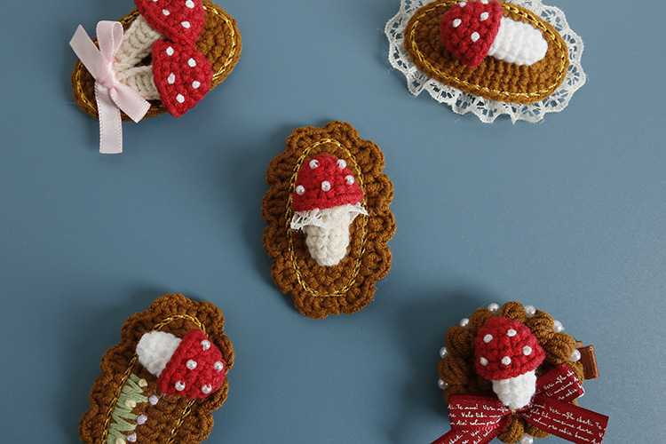 10g Weight Hair Clip Hair Accessories Type 1 Piece Quantity Casual, Daily Occasion yarn Material Mushroom Pattern All Seasons Season Women's Gender Cute, Sweet Style Cute Sweet Women's Mushroom Yarn Hair Clip 5
