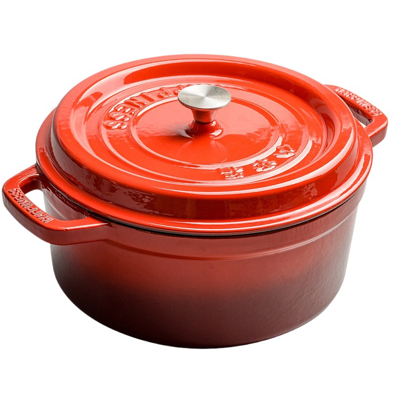 Exportación de calidad 25cm esmalte olla de hierro fundido sopa olla de cerdo olla de esmalte de hierro no recubierto antiadherente olla de hierro olla