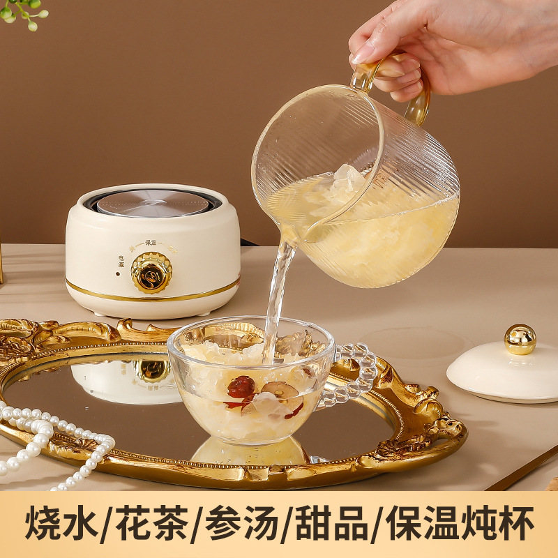 Mini health-preserving electric double boiler health pot small heating stewing tea pot glass health pot for May Day employee gifts