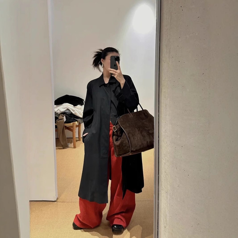 New year red! High Atmosphere Good Version Heavy Industry Good Fabric Profile Red Pit Denim Wide Leg Pants