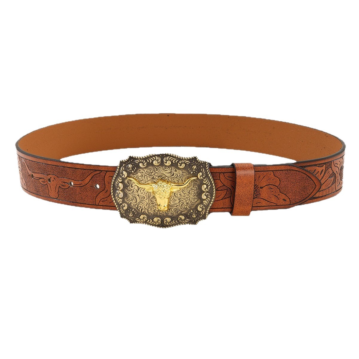 Cinturón de hebilla de vaqueros occidentales nuevo tipo de tendencia de cinturón amplio estilo americano con pantalones de cinturón al por mayor en stock