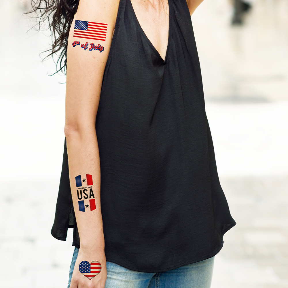 Tatuajes Temporales Faciales de Papel de Transferencia de Agua Impermeable para Día de la Independencia y Fiestas