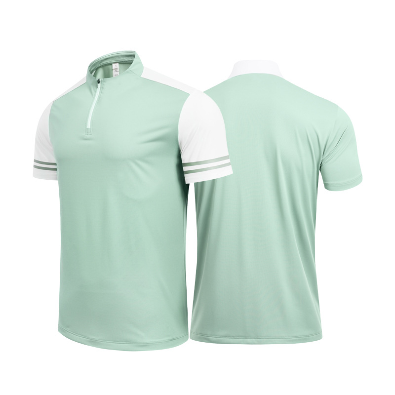 Hombres y mujeres deportes media cremallera ropa de secado rápido negocio casual stand collar Polo manga corta tenis Golf fitness correr ropa