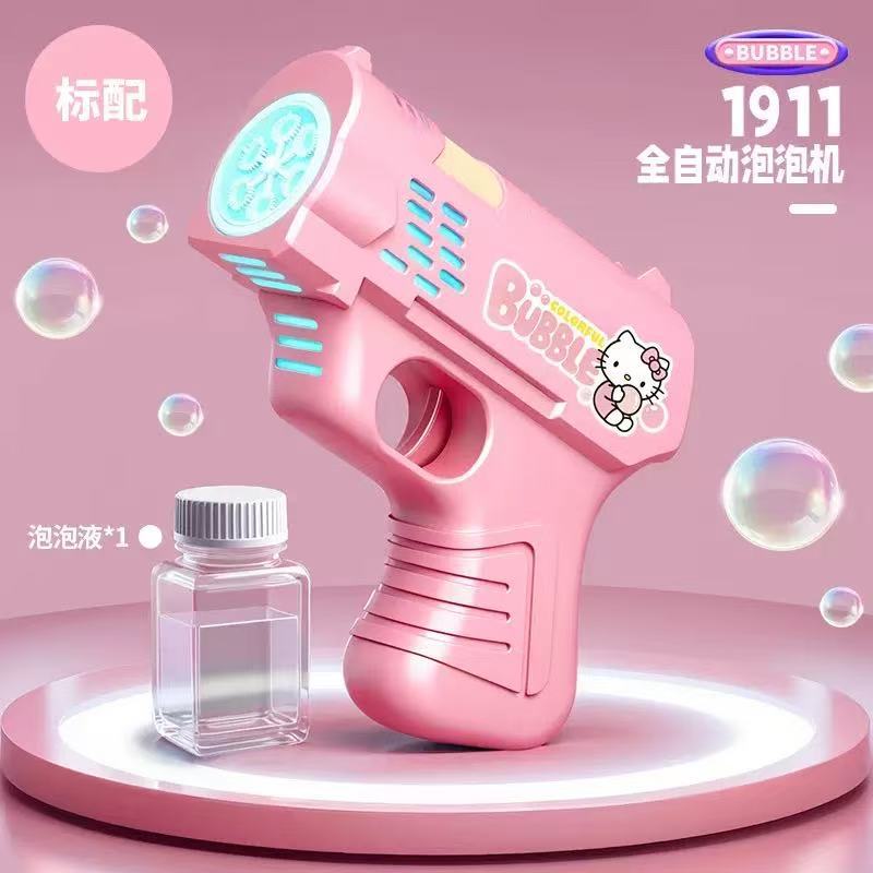 Ventas transfronterizas calientes de 40 agujeros máquina de burbujas de luz espacial MINI versión Gatlin burbujas eléctricas sopladas de mano juguetes para niños