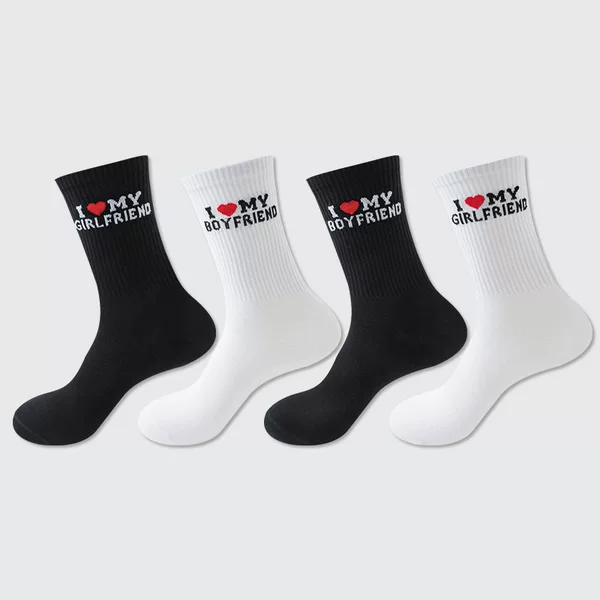 Spring and Summer New Pure Cotton Socks, Amazon's Best-Selling Cotton Socks, Couple Socks, I Love You English Letter Cotton Mid-Calf Socks