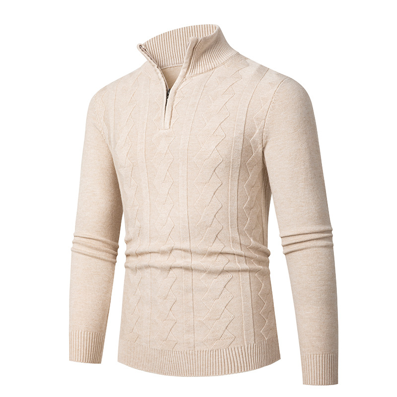 New autumn and winter men's Korean style stand up collar pullover knitted swe, plus size fashionable casual base_voghion.com