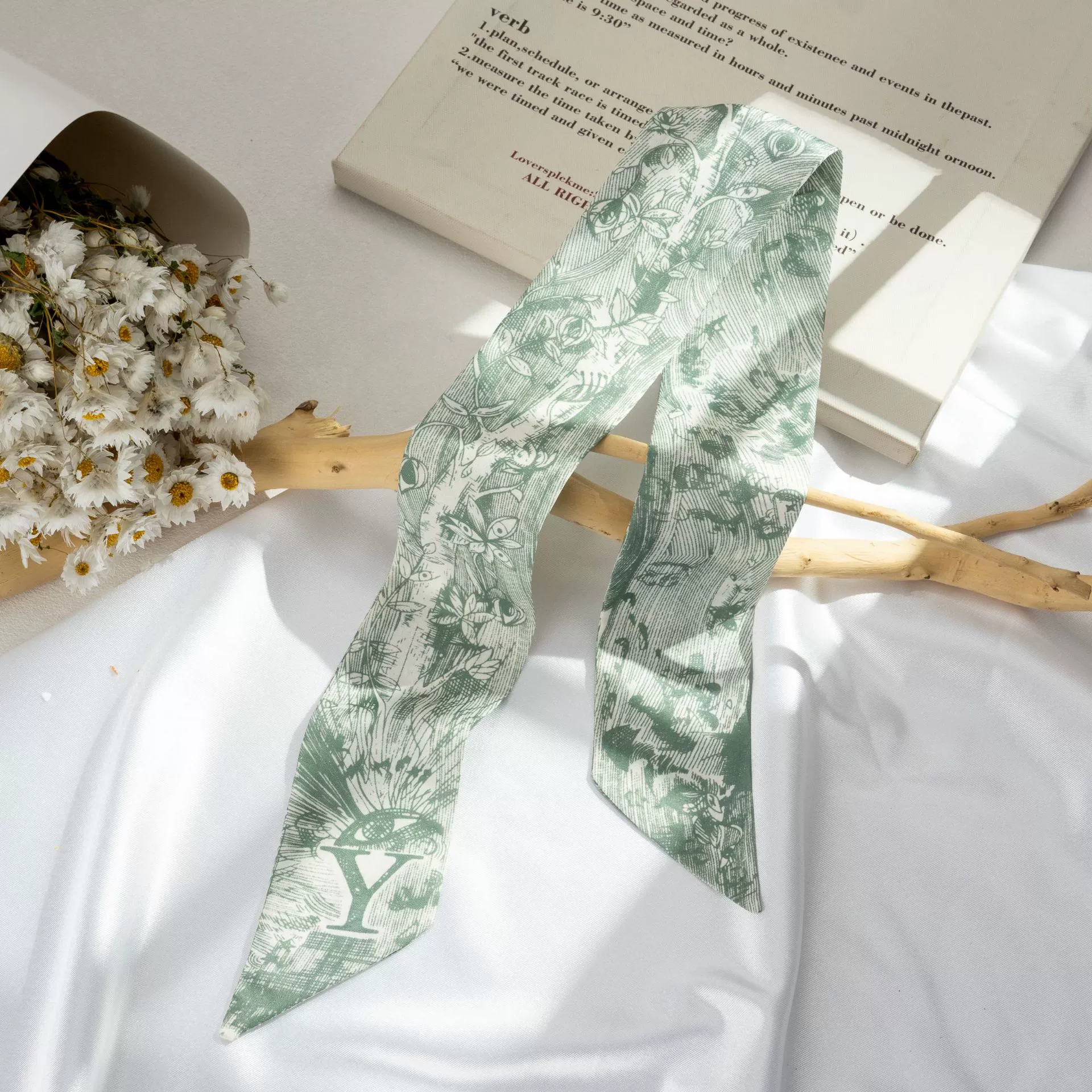 Silk Scarf Hairband (Suhang) long streamer 89×3.8 cm, lightweight gift box option
