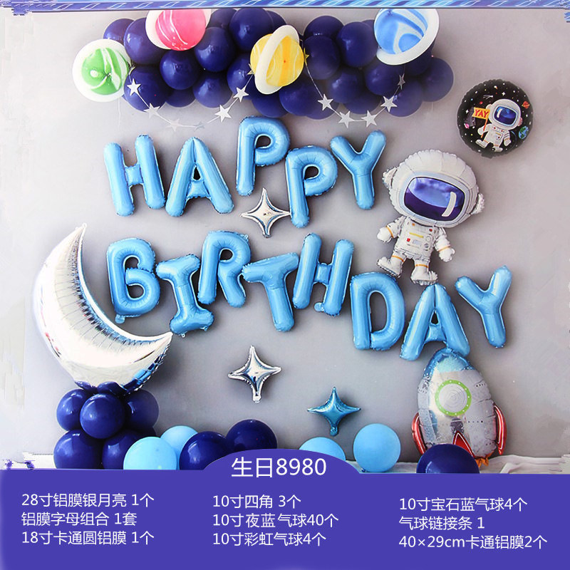 Internet celebrity birthday decoration aluminum film balloon set cartoon boy girl birthday arrangement children's birthday balloon wholesale