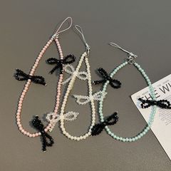 ins日韓蝴蝶結串珠手機鏈ccd相機掛飾手提鏈耳機套鑰匙防丟鏈條