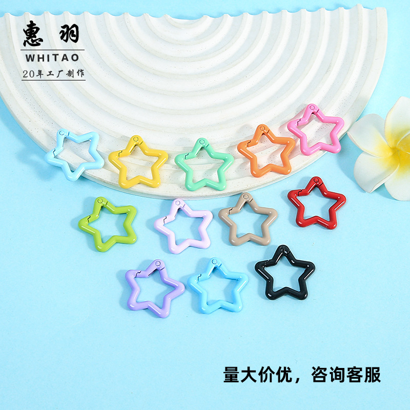 New Five-Pointed Star Spring Buckle Zinc Alloy Handmade DIY Material Keychain Pendant Jewelry Accessories Wholesale