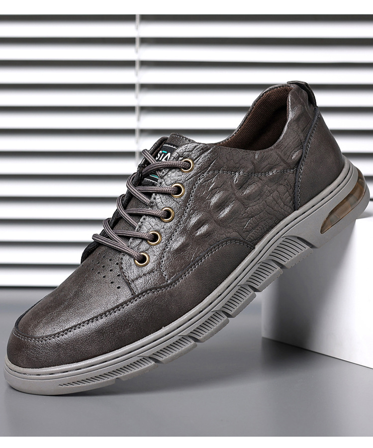 Pánske topánky s krokodílím vzorom, jeseň 2023, nové šnurovacie topánky, mládežnícke trendy, mäkká podrážka, ležérne kožené topánky_voghion.com