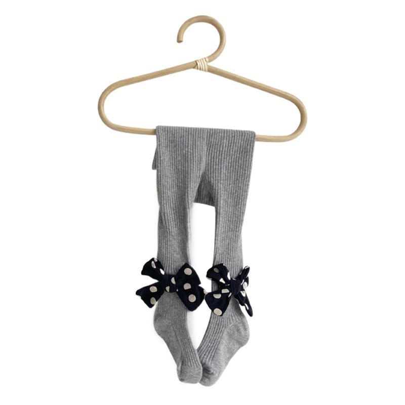 21 nuevo otoño pantimedias para niños algodón peinado niñas doble aguja estilo coreano Polka Dot ins estilo arco pantimedias