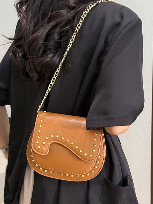 Bolso de diseño de nicho para mujeres 2026 comercio exterior nuevo bolso de cadena multicapa, tela de alta calidad, silla de remaches