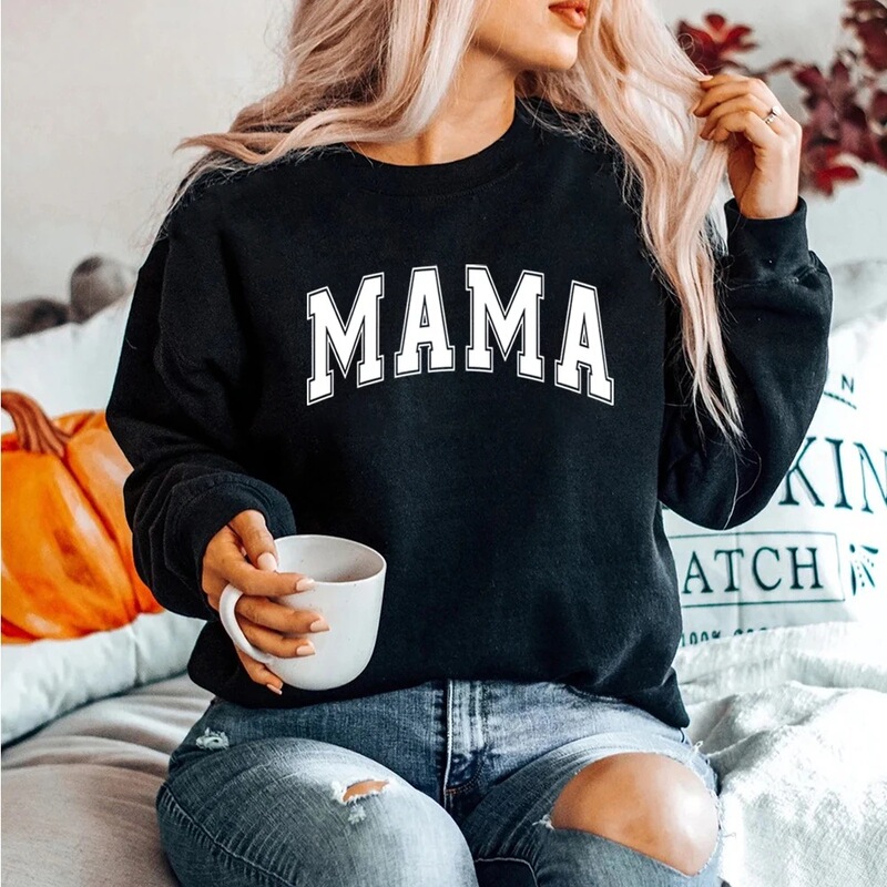 Cross-Border European Size Mom College Sweatshirt Mom Life Sweatshirt Super Mom Shirt Mother's Day Top Women