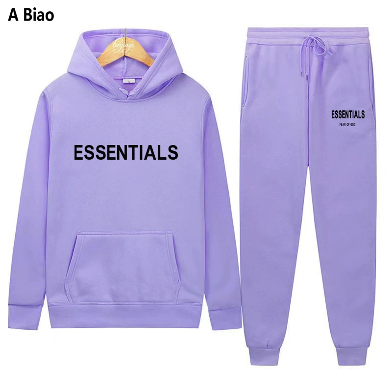 Свитшот-комплект (Fear of God ESSENTIALS) унисекс с двойной линией и бархатной худи & джоггеры, размеры S–XXXL