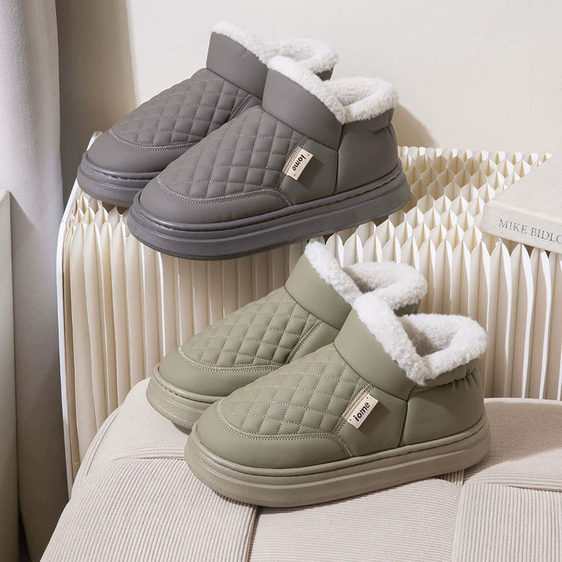 Домашние зимние тапочки, стёганная верхняя часть с пушистым меховым подкладом, нескользящая подошва, размеры 36–45